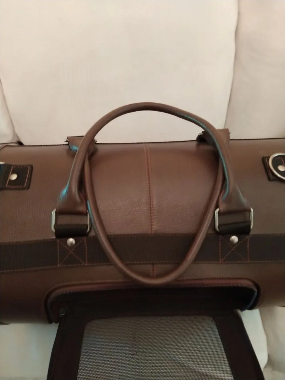 Vintage Faux Leather Pet Carrier GUC